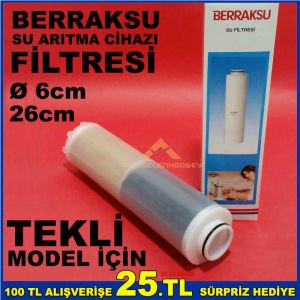 Tekli Berrak su arıtma cihazı orjinal filtre BERRAKSU ARITMA CİHAZI FİLTRESİ %50 Karbon - %50 Reçine