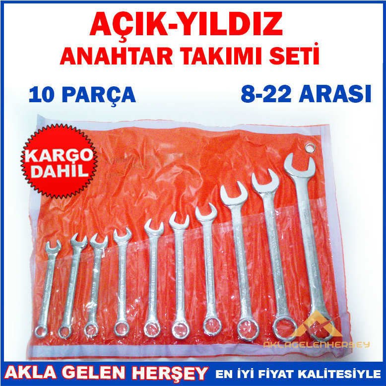 10LU AÇIK YILDIZ KOMBİNE ÇELİK ANAHTAR TAKIMI-2