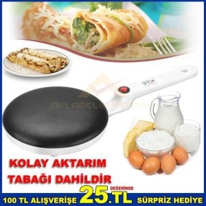 ÇOK FONKSİYONLU KREP VE GÖZLEME TAVASI 20 cm. GENİŞ PİŞİRME YÜZEYİ