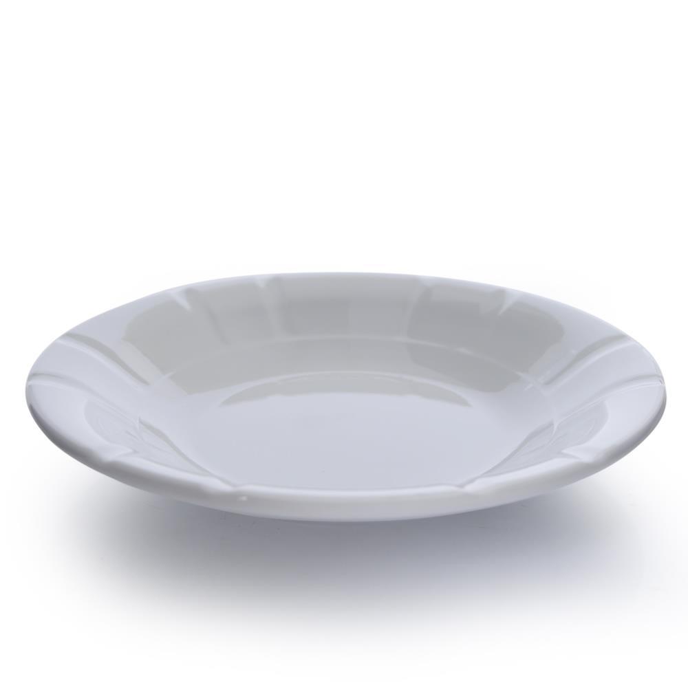 Beyaz Melamin 6 Adet 18 cm Oluklu Çukur Yemek Tabağı Sağlıklı Hijyenik Yemek Kabı