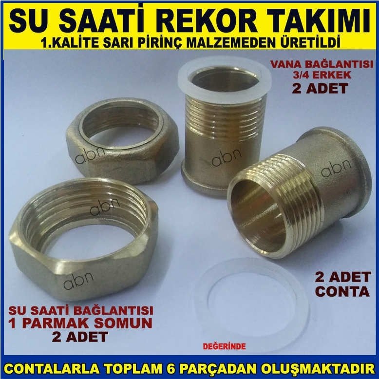 SU SAATİ MONTAJI İÇİN PİRİNÇ REKOR TAKIMI ÖMÜR BOYU GARANTİLİ