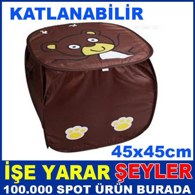 MİNİK AYI DESENLİ KATLANABİLİR OYUNCAK SEPETİ