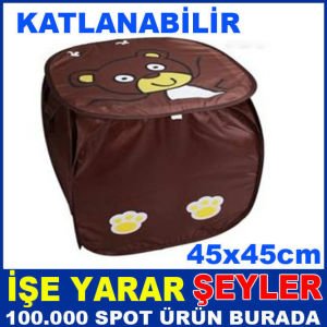 MİNİK AYI DESENLİ KATLANABİLİR OYUNCAK SEPETİ