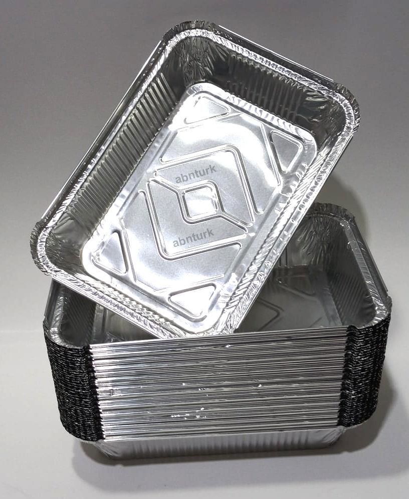 50 adet KullanAt 22x16cm Dikdörtgen Alüminyum Folyo kap