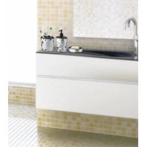 3lü Vintage Desenli Banyo Lavabo Sabunluk Seti