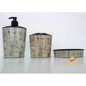 3lü Vintage Desenli Banyo Lavabo Sabunluk Seti