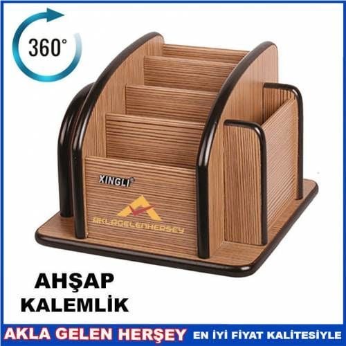 Masa üstü ahşap kalemlik 6 bölmeli 360 DERECE dönebilen AHŞAP KALEMLİK NOTLUK,masaüstü organizer