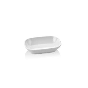 Beyaz Melamin 1 Adet 13x8 cm Oluklu Çukur Sosluk, Çerezlik Tabağı Sağlıklı Hijyenik