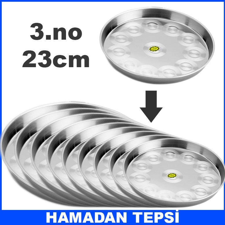 3.no 23cm Ömür Boyu Garantili Paslanmaz Çelik Fırın Tepsisi Kolay Isınıp Soğuyan Hamadan Tepsi