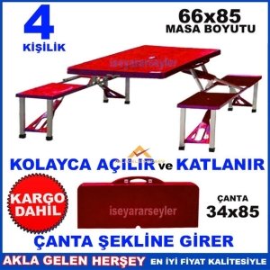 4 KİŞİLİK  ÇANTA ŞEKLİNDE PORTATİF PİKNİK MASASI KZ