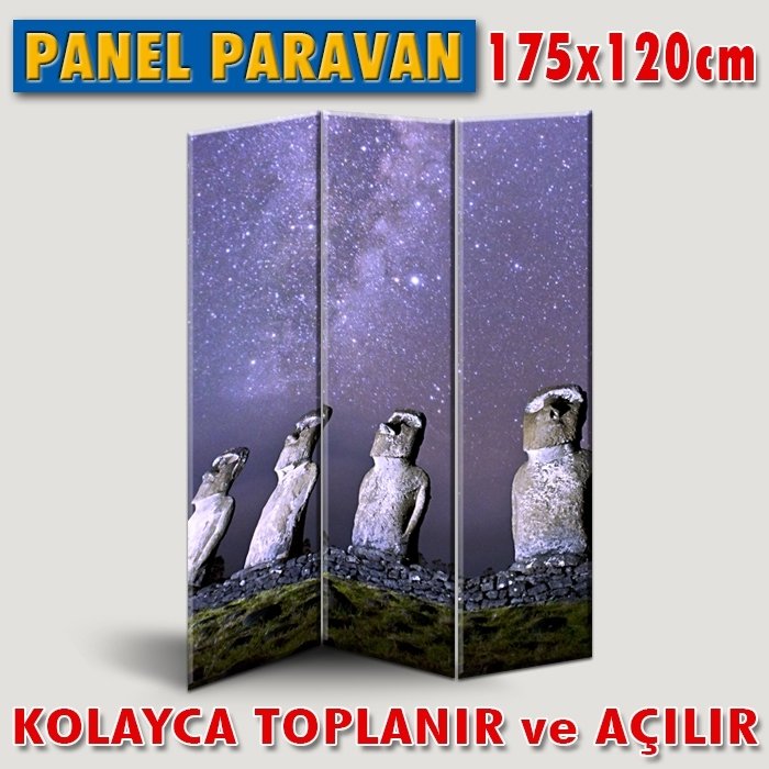 GÖRSELLİ KATLANIR PANEL BÖLME SİSTEMİ - RAPA NUİ MOAİ HEYKELLERİ