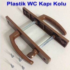 Kahverengi pimapen mandallı kapı kolu seti kaliteli plastik PVC doğrama kapı kolu WC-banyo modeli