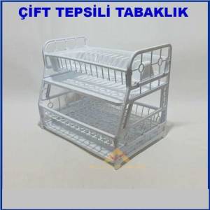SAĞLAM PLASTİKTEN ÜRETİLMİŞ ÇİFT TEPSİLİ BEYAZ RENKLİ TABAKLIK