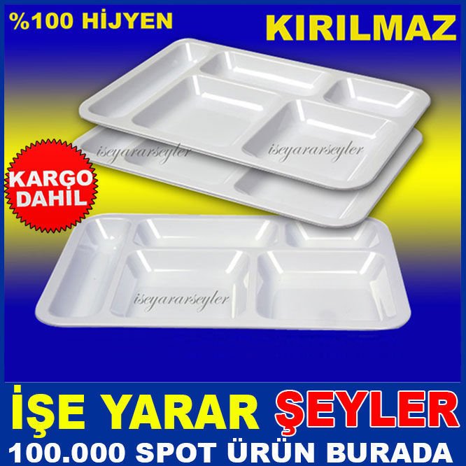Sağlıklı ve hijyenik kırılmayan özel plastikten üretim 5 bölme ısı koruyucu standart Tabldot tabağı