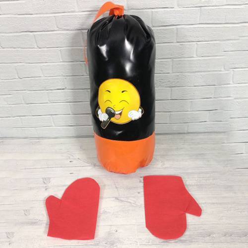 Çocuklar için deri dış yüzeyli boks torbası 45x20cm ebatında sağlam dayanıklı kum torbası