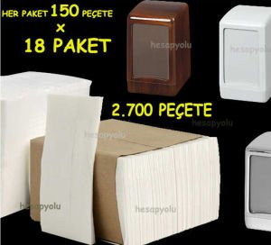 Saf selüloz Masaüstü kağıt dispenser peçetesi 18 paket 2.700 adet