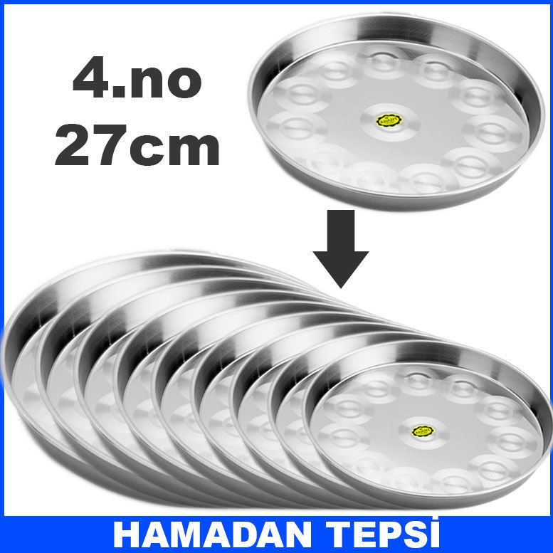 4.no 27cm Ömür Boyu Garantili Paslanmaz Çelik Fırın Tepsisi Kolay Isınıp Soğuyan Hamadan Tepsi