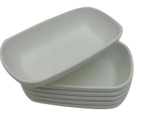 Beyaz Melamin 6 Adet 13x8 cm Oluklu Çukur Sosluk, Çerezlik Tabağı Sağlıklı Hijyenik