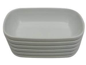 Beyaz Melamin 6 Adet 13x8 cm Oluklu Çukur Sosluk, Çerezlik Tabağı Sağlıklı Hijyenik