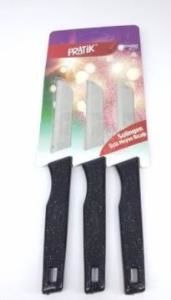 Pratik 3 Lü Orjinal Solingen Dişli Testere Ağızlı Simli Saplı Meyve Bıçağı 18 cm Alman Üretimi