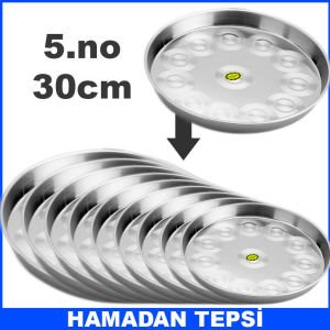 5.no 30cm Ömür Boyu Garantili Paslanmaz Çelik Fırın Tepsisi Kolay Isınıp Soğuyan Hamadan Tepsi