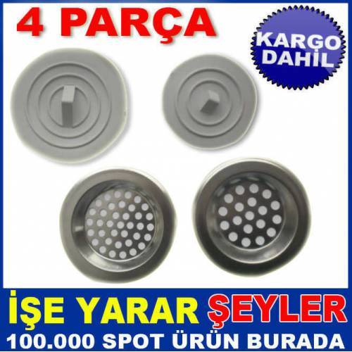 4 Parça Lavabo Süzgeci Ve Lavabo Tıkacı Seti Kd