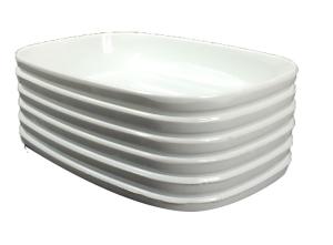 Beyaz Melamin6 Adet 21.5x14.5 cm Oluklu Çukur Salata Tabağı Sağlıklı Hijyenik