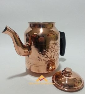 KargoDahil İÇİ KALAYLI KAHVECİ TİPİ %100 BAKIR ÇAY DEMLİĞİ 2.5.LT