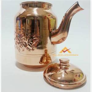 El İşi Çekiç Dövme %100 Bakır Demlik İç Yüzeyi Kalaylı Osmanlı Tipi Kahveci Tipi Çay Demliği 2500ml