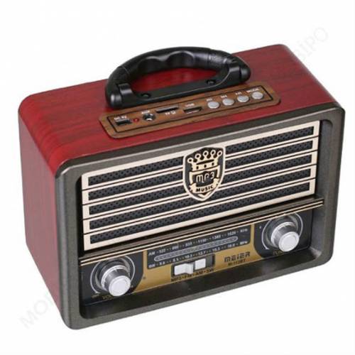 Meier M-113BT Nostaljik Usb-TfCard-Bluetooth Destekli FM Radyo Kırmızı 3 Band Müzik Kutusu