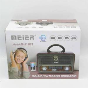 Meier M-113BT Nostaljik Usb-TfCard-Bluetooth Destekli FM Radyo Kırmızı 3 Band Müzik Kutusu