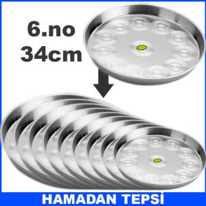 6.no 34cm Ömür Boyu Garantili Paslanmaz Çelik Fırın Tepsisi Kolay Isınıp Soğuyan Hamadan Tepsi