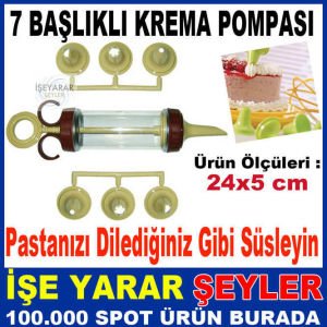 YEDİ BAŞLIKLI KREMA PASTA POMPASI SIKACAĞI PRATİK KULLANIM