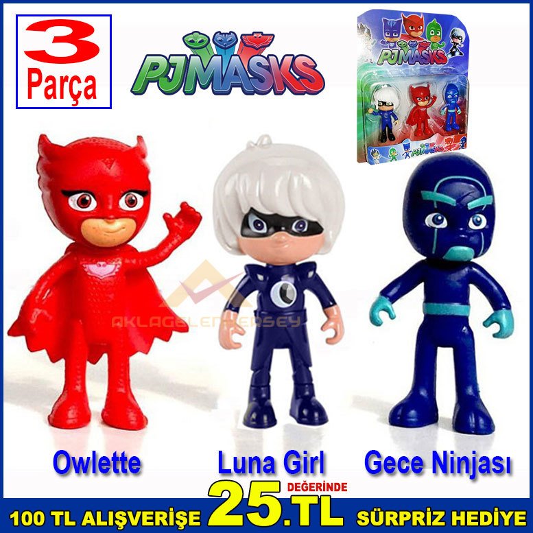 Pj Masks Luna Girl,Owlette ve Gece Ninjası Karakterler Action Figure Eğlenceli Oyuncaklar 8cm