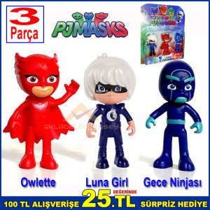 Pj Masks Luna Girl,Owlette ve Gece Ninjası Karakterler Action Figure Eğlenceli Oyuncaklar 8cm