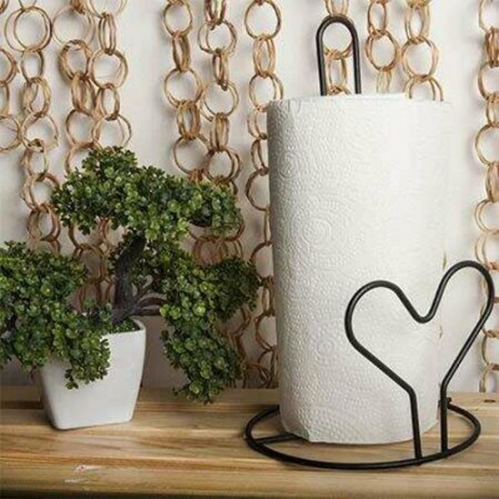 Kalpli Siyah Metal Kagıt Havluluk Kalp Şeklinde Peçetelik