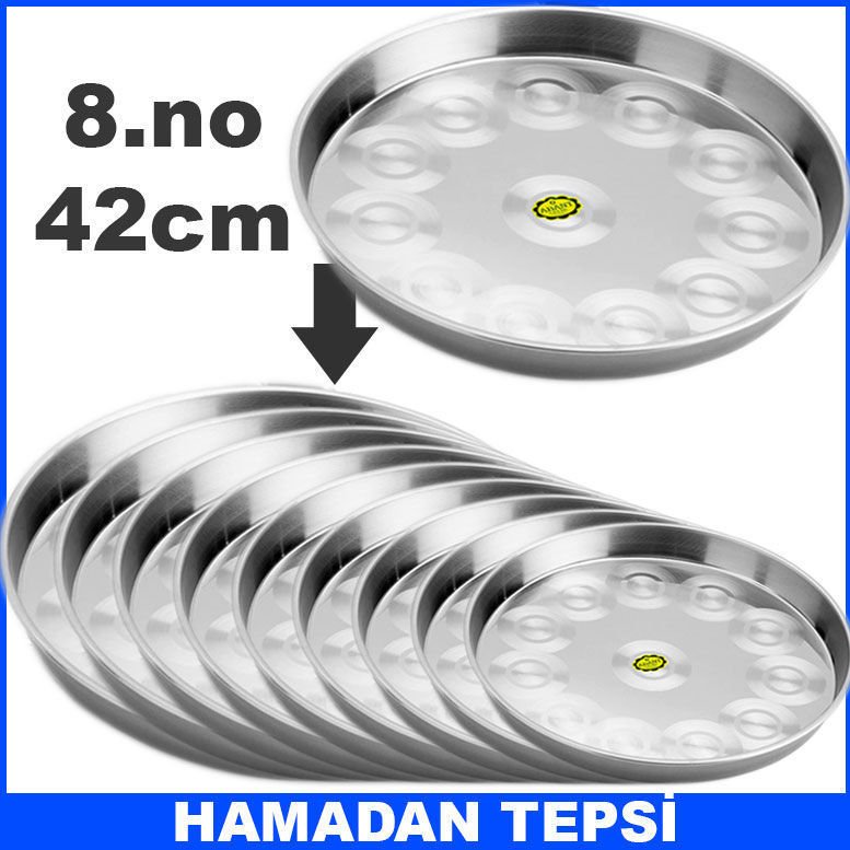 8.no 42cm Ömür Boyu Garantili Paslanmaz Çelik Fırın Tepsisi Kolay Isınıp Soğuyan Hamadan Tepsi