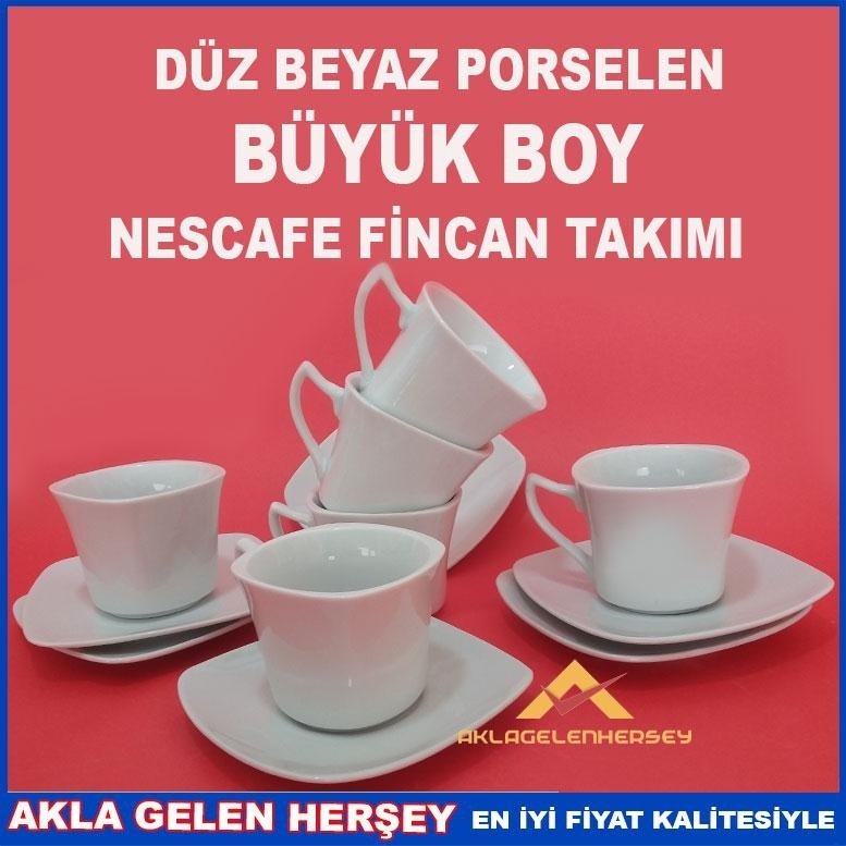 BEYAZ PORSELEN BÜYÜK BOY KARE FİNCAN TAKIMI
