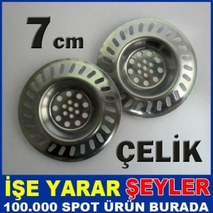 2 Adet 7cm Paslanmaz Çelik Lavabo Gider Süzgeci İKİLİ SET