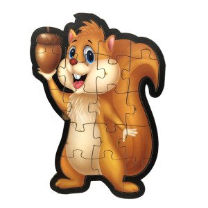 18 Parça Sevimli Sincap Desenli ve Hikayeli Ahşap Çocuk Puzzle