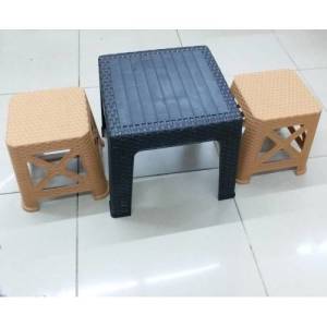 3 Parça Raddan Oturma Grubu 2 Tabure +Sahpalı Oturak Set,Sehpa+Çift Tabure Satranç-Tavla Oyun Masası