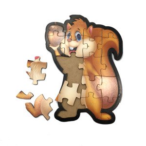 18 Parça Sevimli Sincap Desenli ve Hikayeli Ahşap Çocuk Puzzle