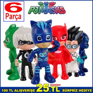 Pj Masks 6 Adet Oyun Karakterleri Action Figure Eğlenceli Sert Plastik Oyuncaklar 8-10cm