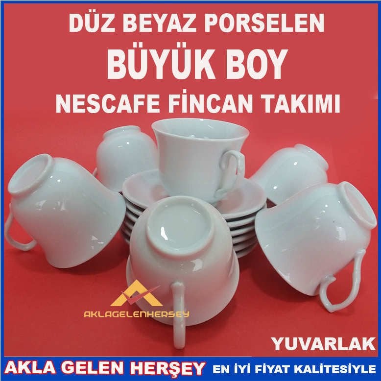 BEYAZ PORSELEN BÜYÜK BOY YUVARLAK FİNCAN TAKIMI