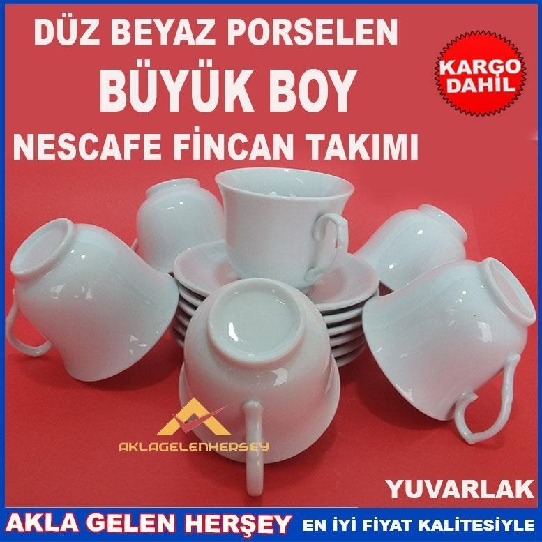 BEYAZ PORSELEN BÜYÜK BOY YUVARLAK FİNCAN TAKIMI