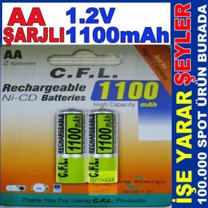 CFL 1100mAh 1.2v AA Ni-CD ŞARJLI PİL 2 ADET
