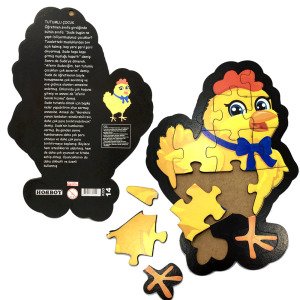 15 Parça Sevimli Civciv Desenli ve Hikayeli Ahşap Çocuk Puzzle