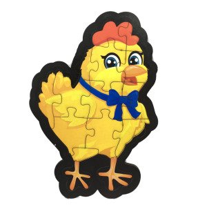 15 Parça Sevimli Civciv Desenli ve Hikayeli Ahşap Çocuk Puzzle