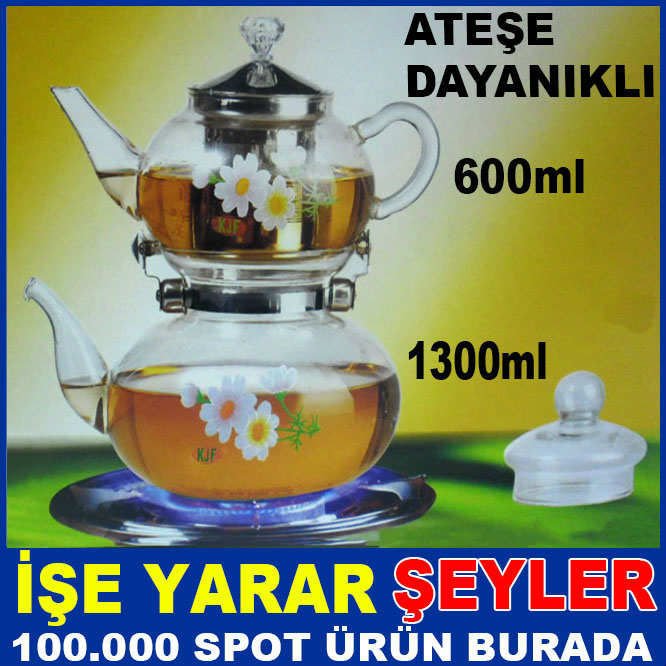 2li SET ATEŞE DAYANIKLI CAM ÇAY ÇAYDANLIK TAKIMI