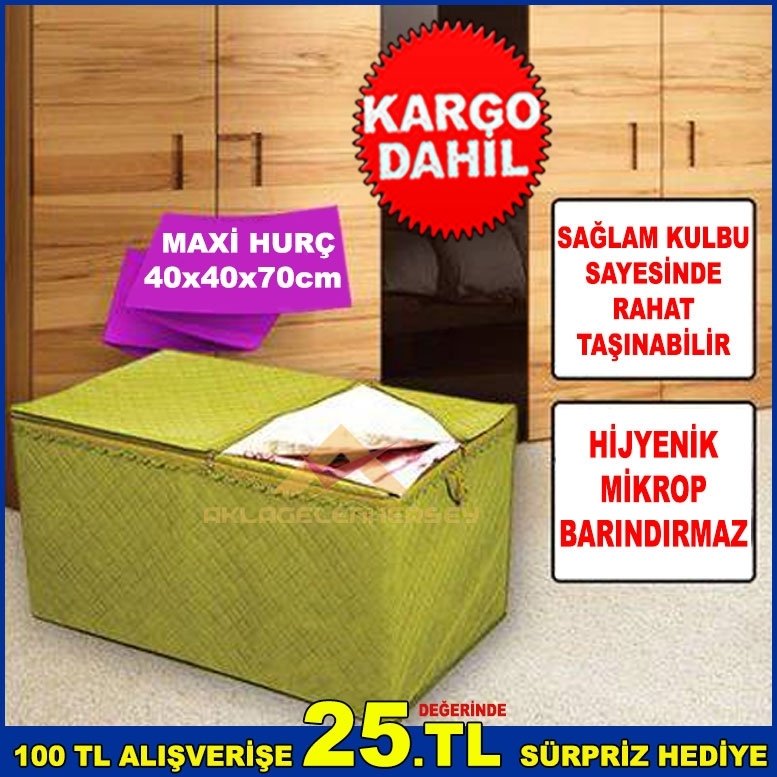 40x40x70cm BOYUTLARINDA TAŞINABİLİR KULPLU SANDIK TİPİ HURÇ